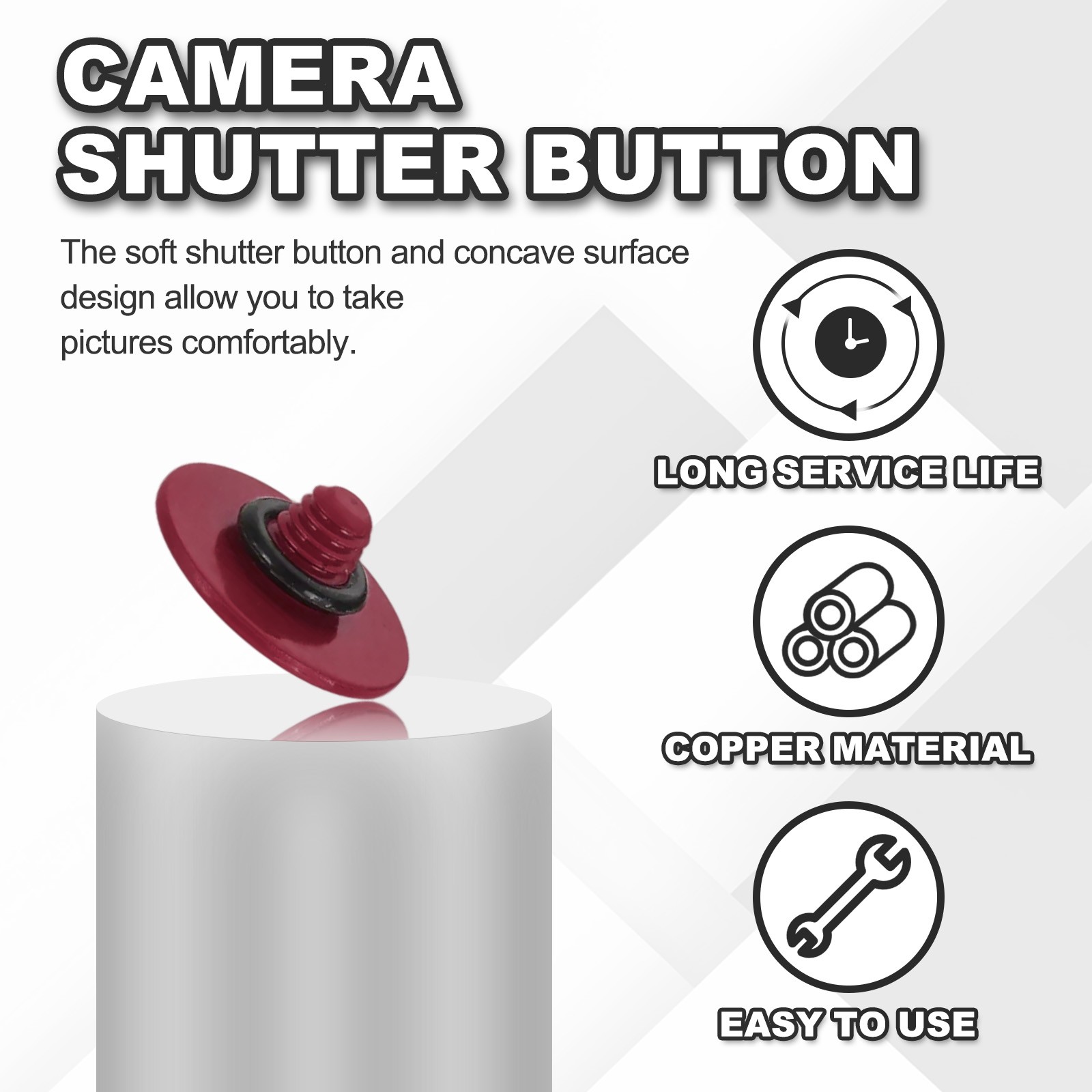 Camera Shutter Button, 10mm Convex Surface Shutter Release Button Dark Red