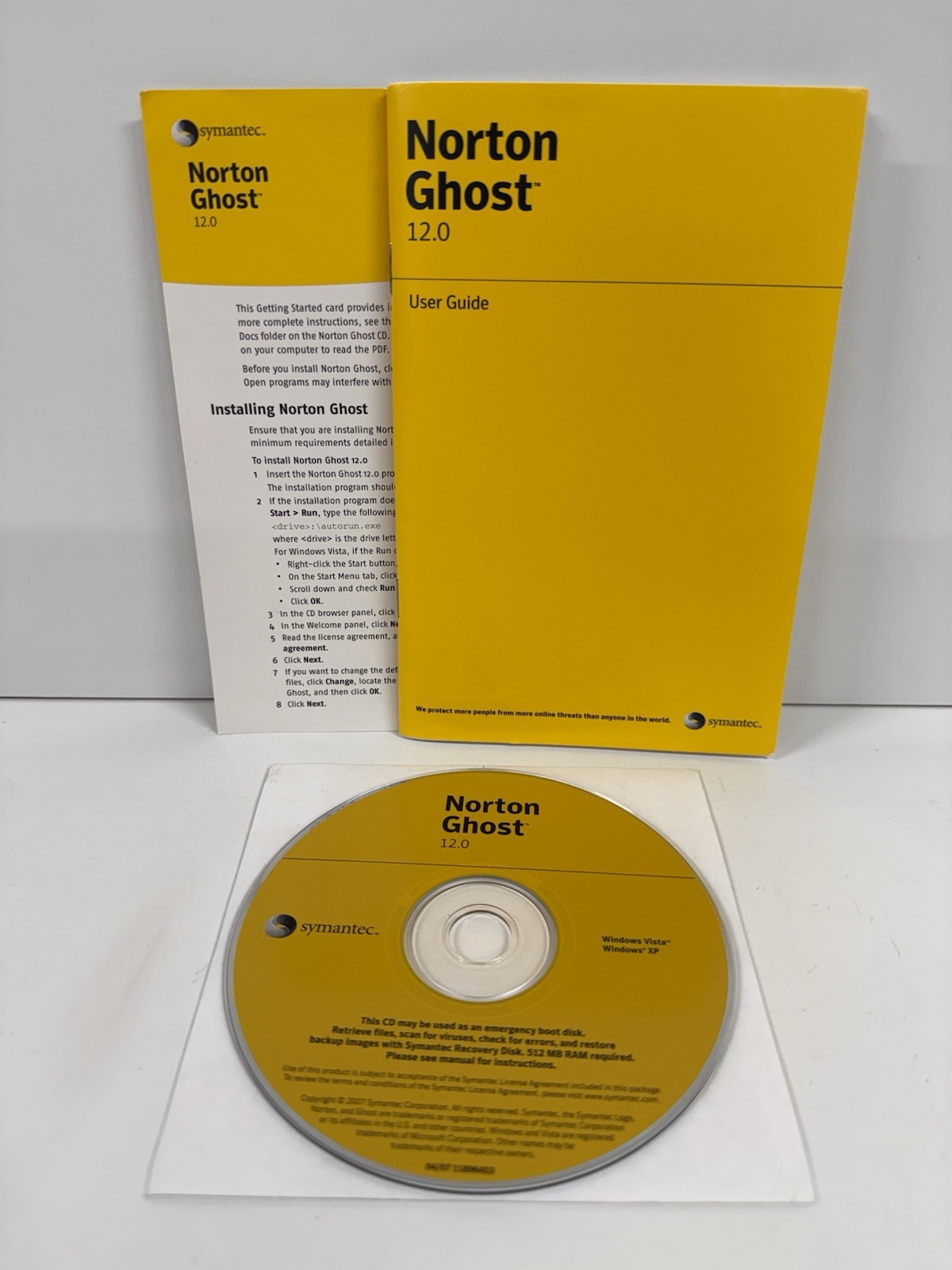 Symantec Norton Ghost 12.0 Product Key User Guide Instructions Windows Vista XP