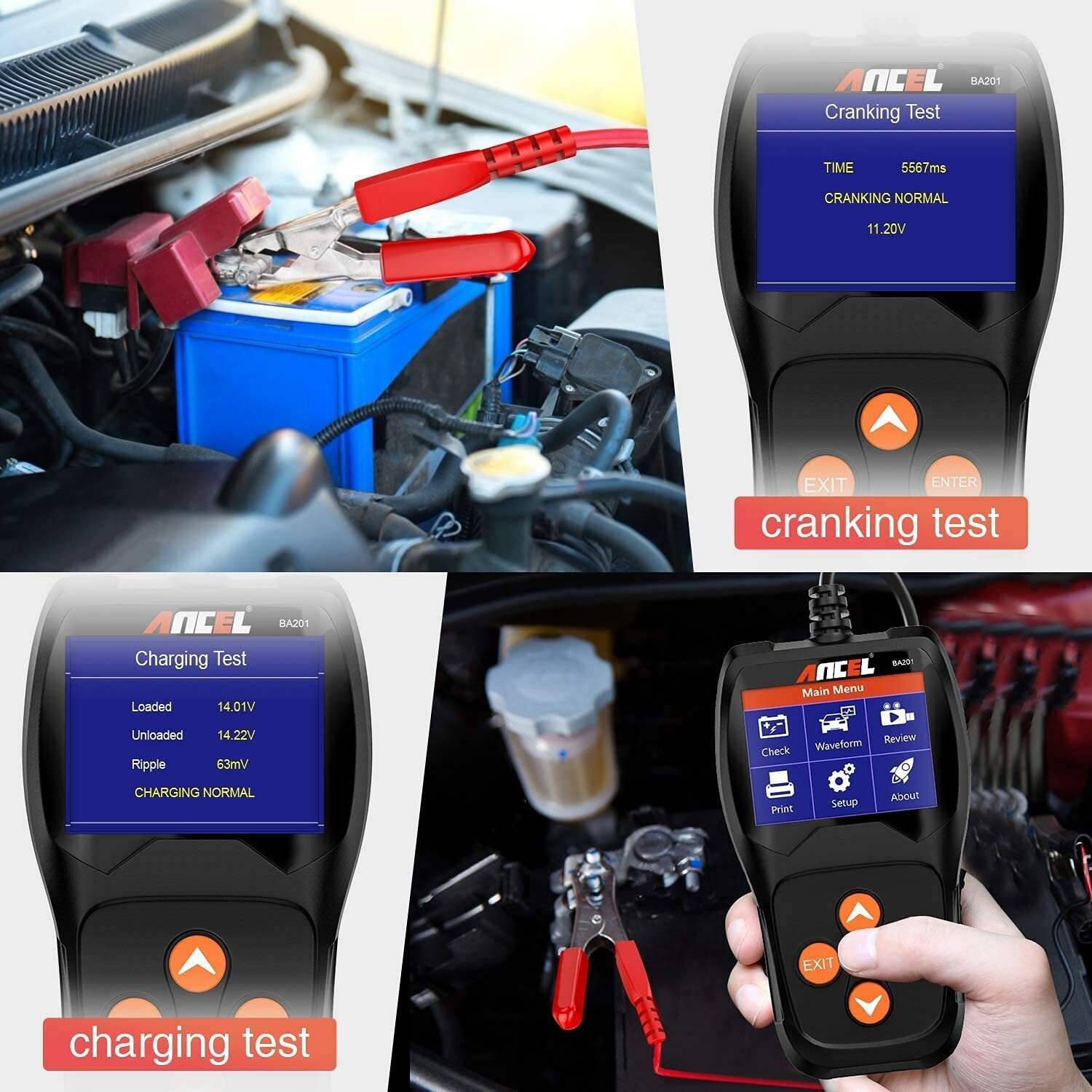 ANCEL BA201 Battery Load Test Starter Cranking Charging System Digital Analyzer