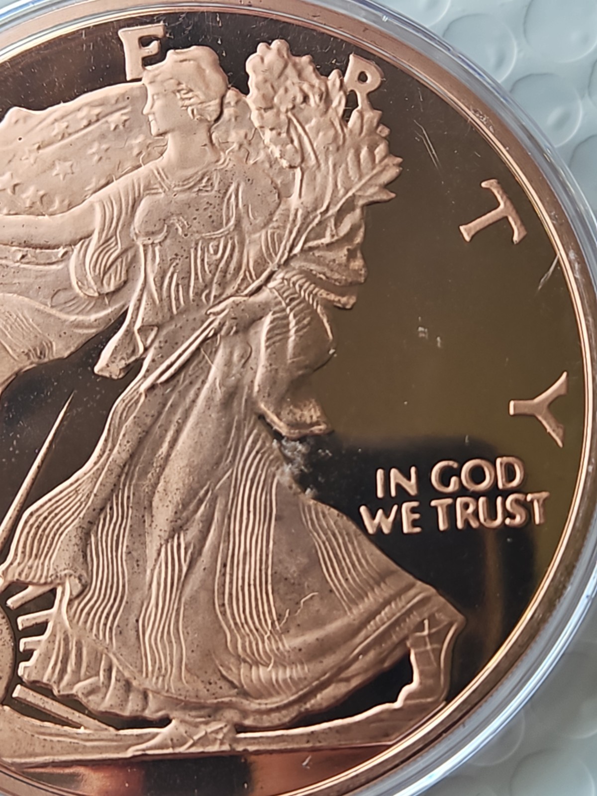 5 oz Copper Round -Walking Liberty **IN A CAPSULE**