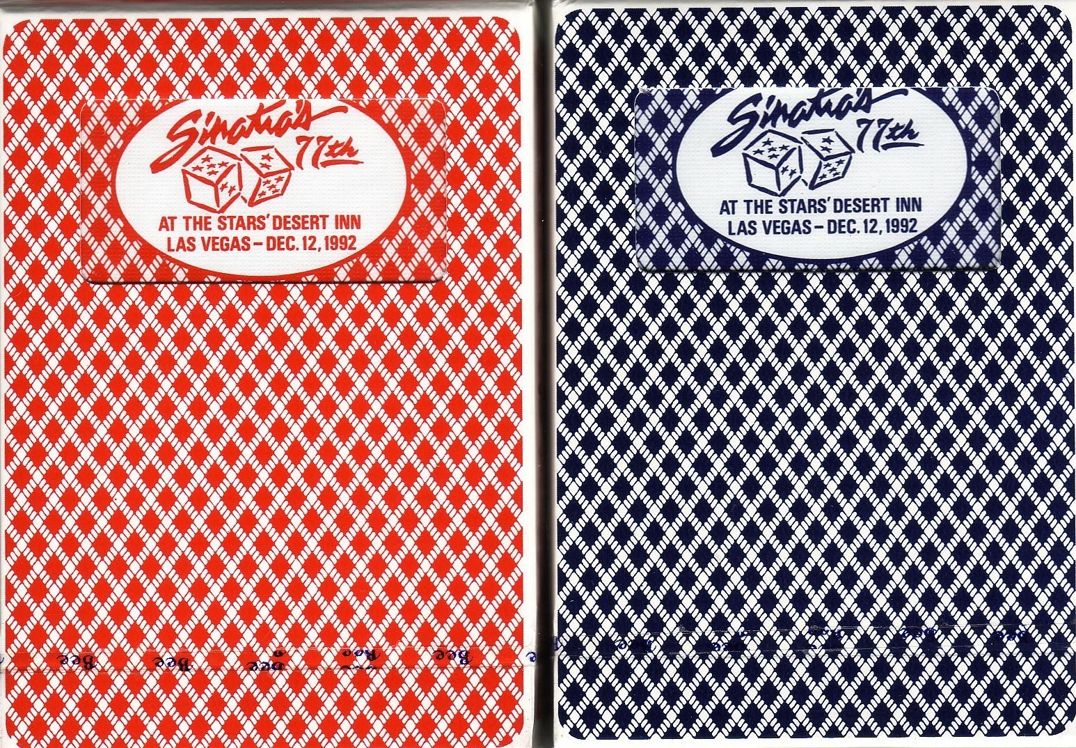 2 decks FRANK SINATRA 77th Birthday Desert Inn Las Vega BEE CASINO Playing Cards