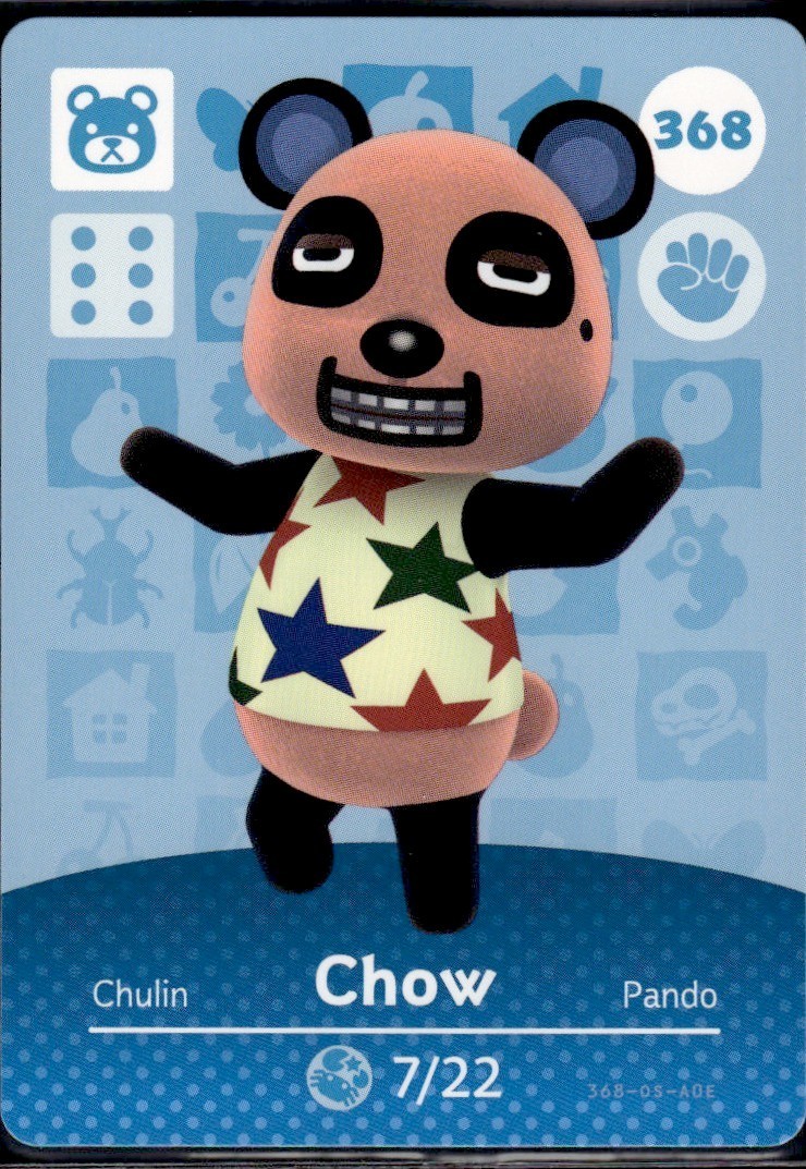 368 Chow Amiibo Card 368 Series 4 Animal Crossing Nintendo Switch NA Region