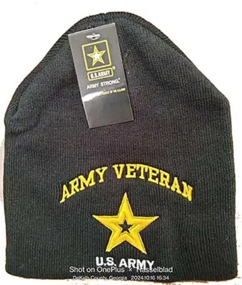 Army Vet Veteran & Star Beanie Official US Army Licensed Beanie Warm Hat