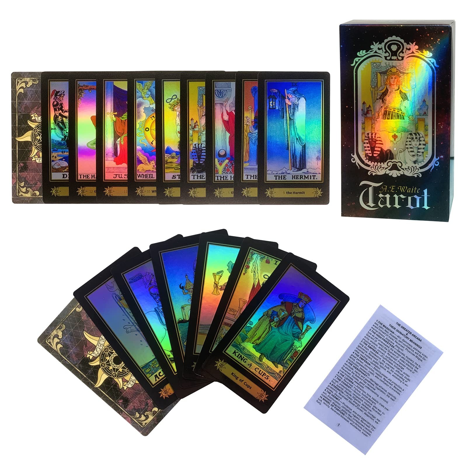 SUNHHX Tarot Cards Set, 78 Surface Laser 4.37 x 2.36 inches, Multicolor