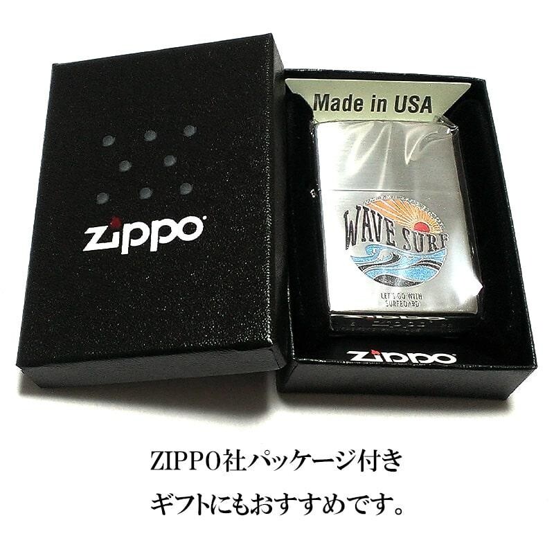 Zippo Oil Lighter Surfing Sunrise Silver Brass Regular Case Japan