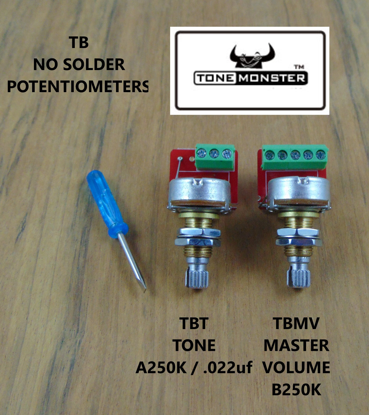 TONE MONSTER NO SOLDER TBMV Volume TBT Tone Potentiometers 250K Guitar Bass