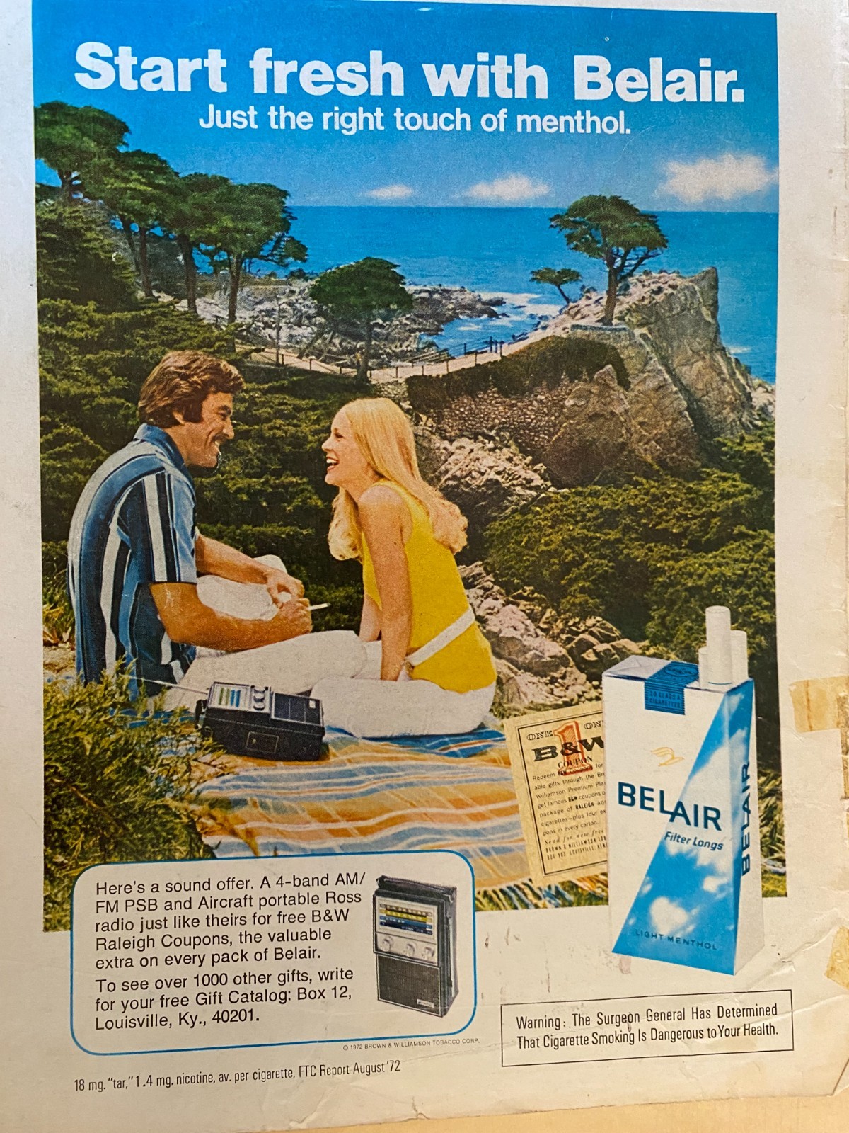 Belair Cigarettes, Bel Air, Full Page Vintage Print Ad