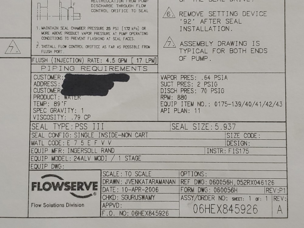 Flowserve PSS III Split Seal 73075148 / 428100PS3-A