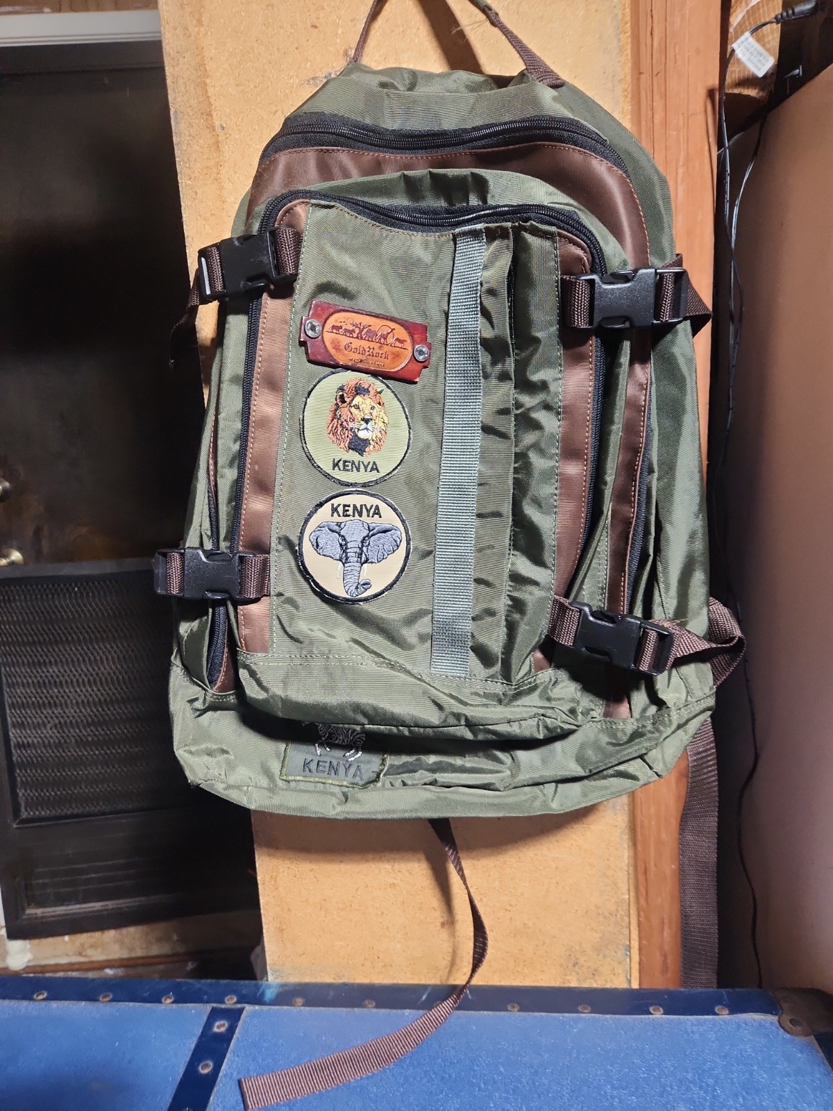 Green Padded Backpack With Kenya Patches