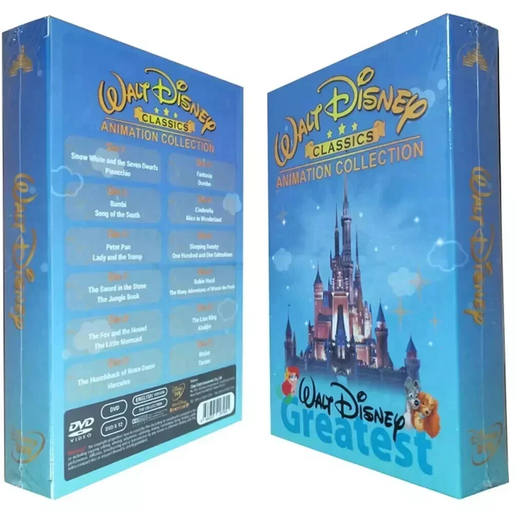 Walt Disney Classics 24-Movies Film Animation (DVD 12-Disc Box Set) Region 1..