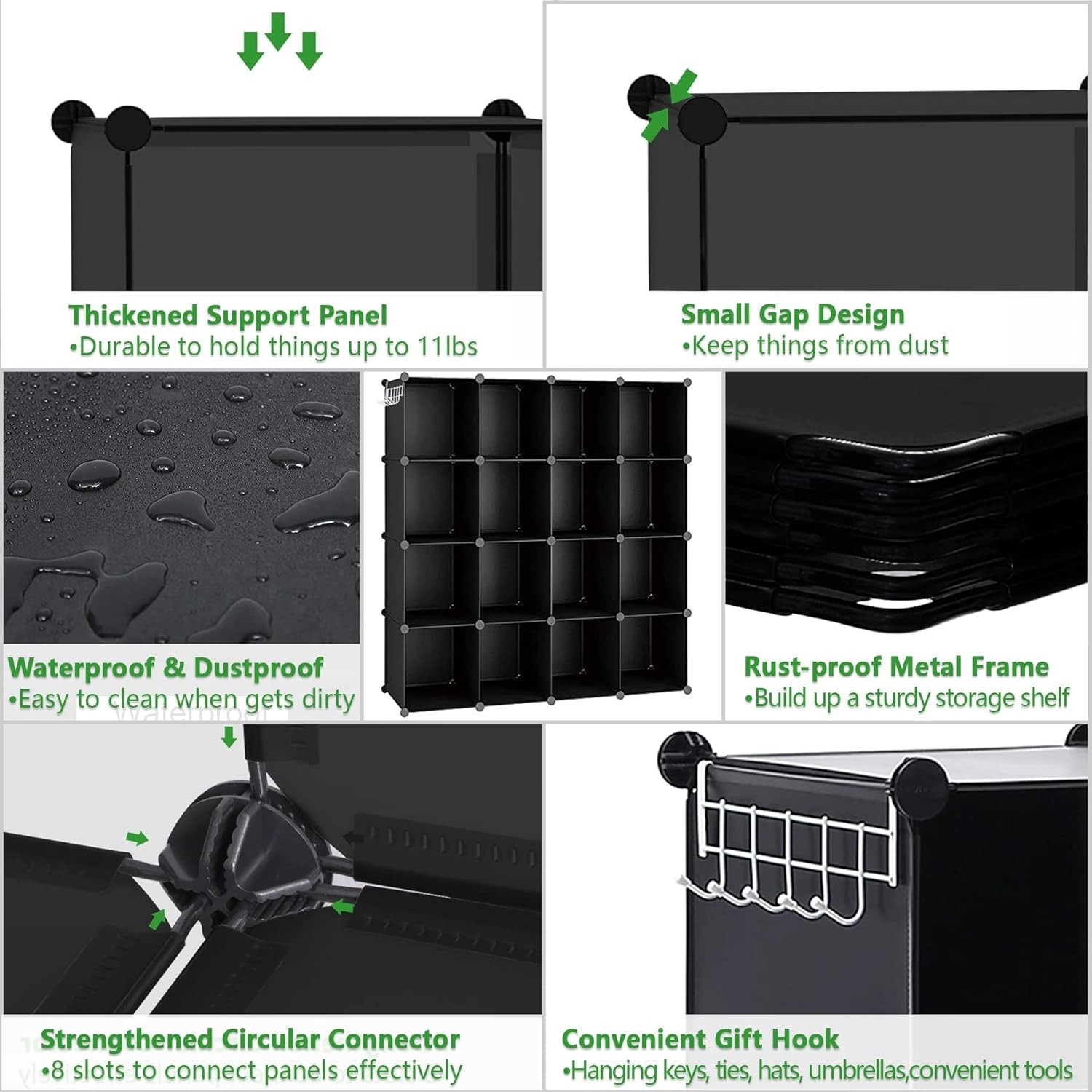 Cube Storage Organizer 16-Cube Shelves Units Plastic Storage Cubes DIY Closet