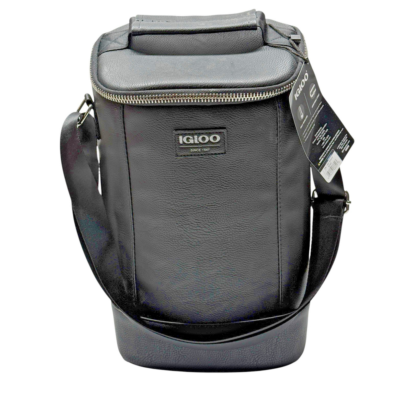 Igloo Luxe Collection 2-Bottle Wine Cooler Bag Black Insulated Crossbody