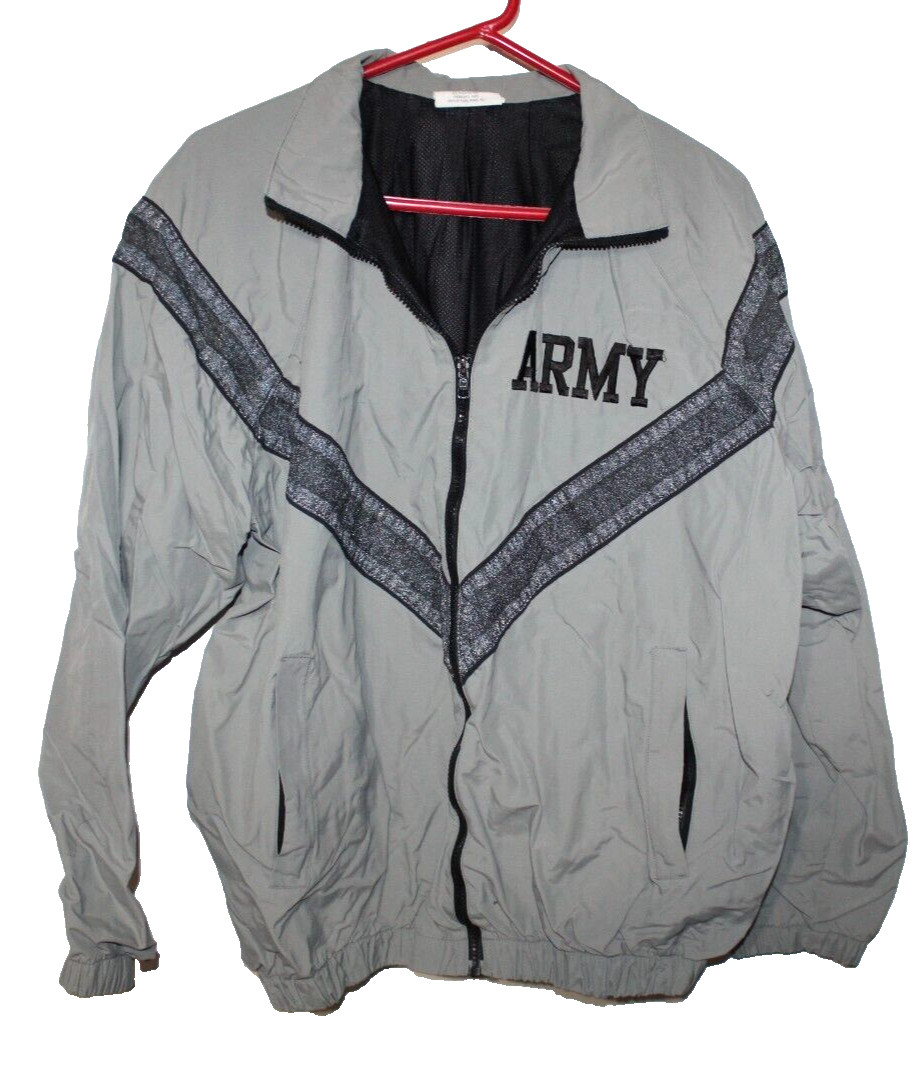 Army PFU Jacket PT Gray Full Zip Medium Long Nylon Grey