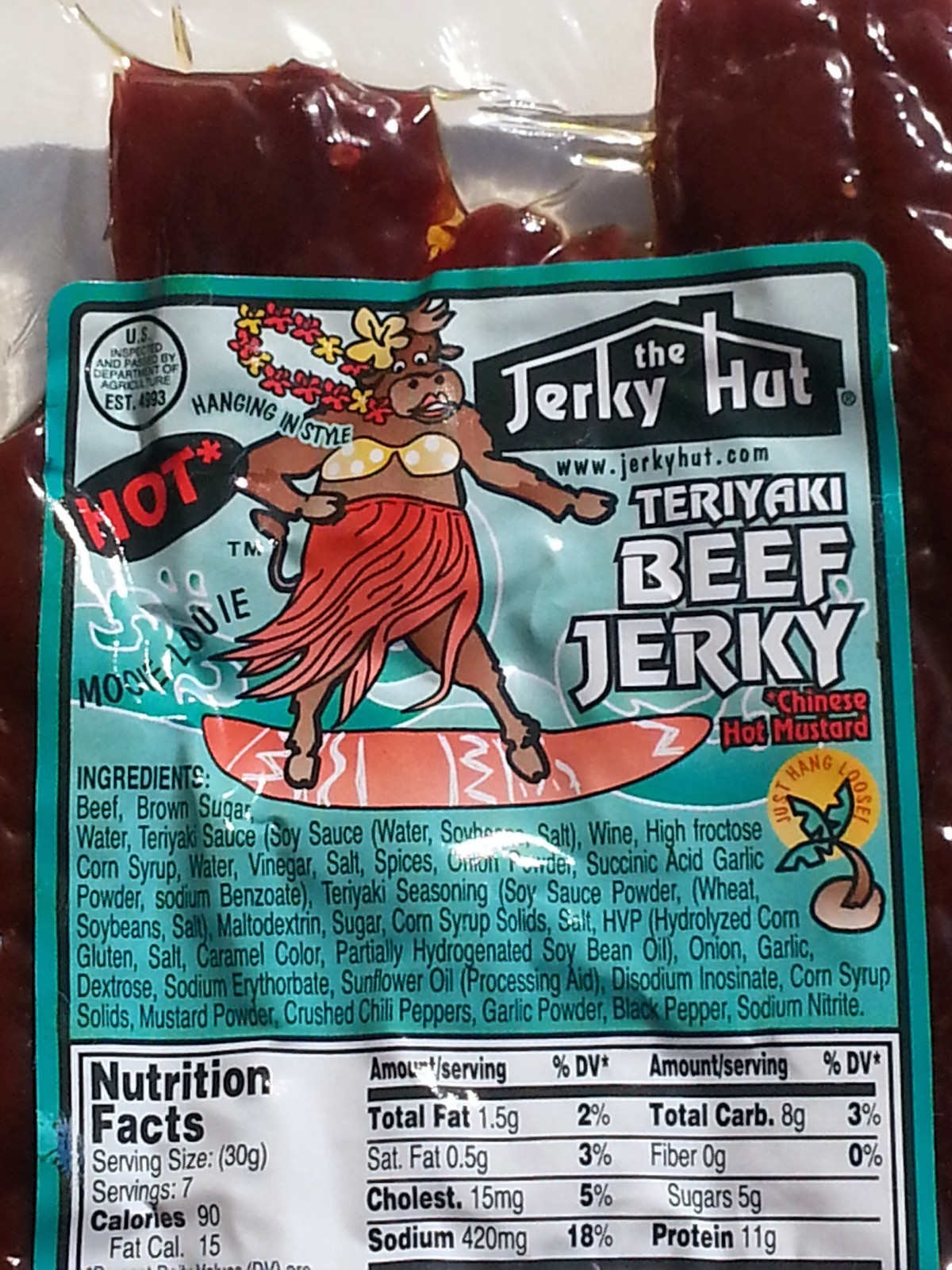 The Jerky Hut - Hot Teriyaki beef jerky  (8oz)
