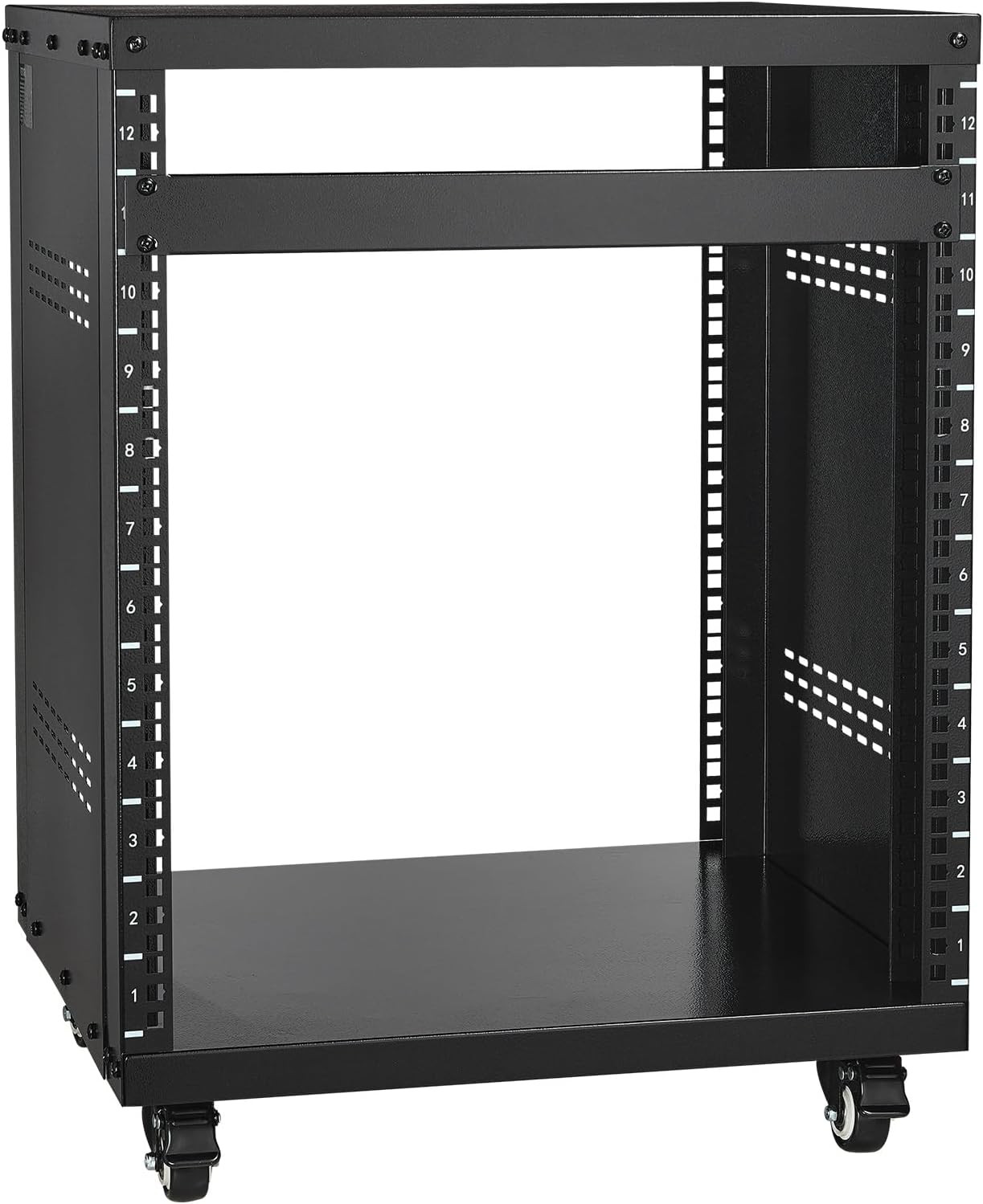 12U AV Rack Stand with Caster Wheels, Component Rack Cabinet Recording Studio Ra