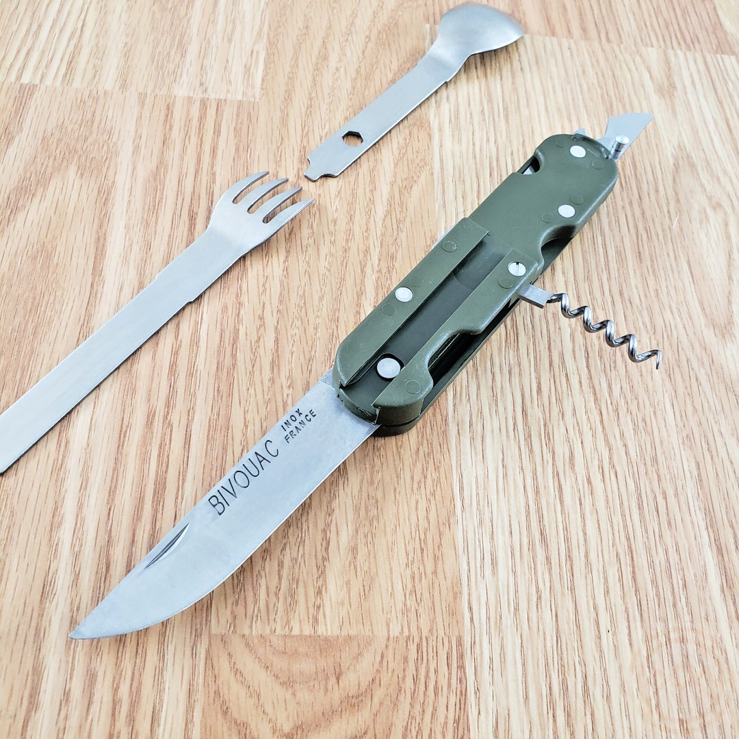 TB Outdoor French Army Camp MultiTool Knife Small Blade Green ABS Handle TBO056