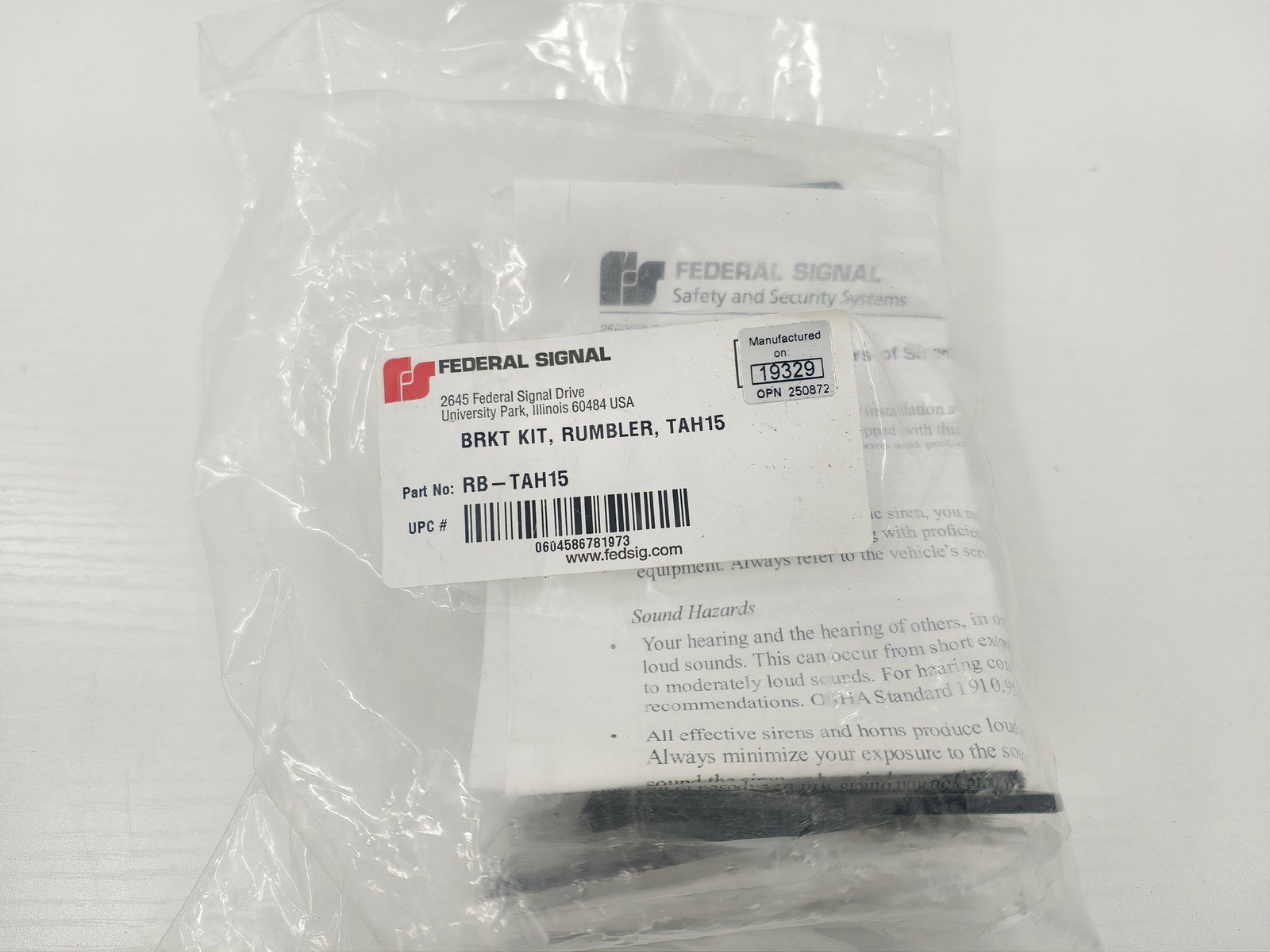 Federal Signal RB-TAH15 Bracket Kit Rumbler TAH15 Black Steel NOS USA Sealed