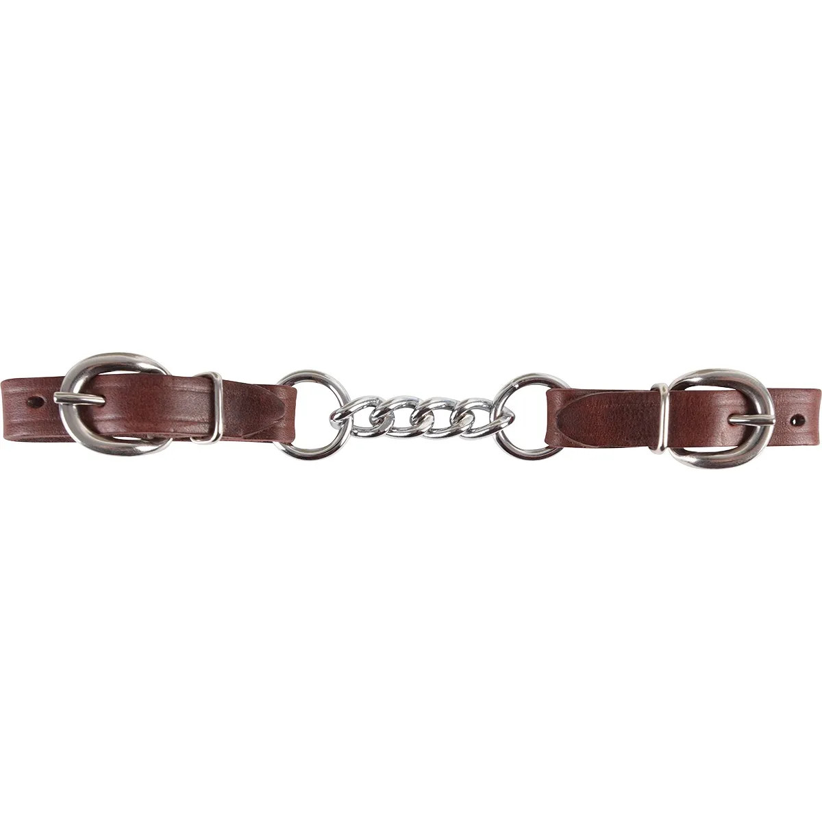 Martin Saddlery Latigo Leather Curb Strap - 3-Link Stainless Steel Chain -