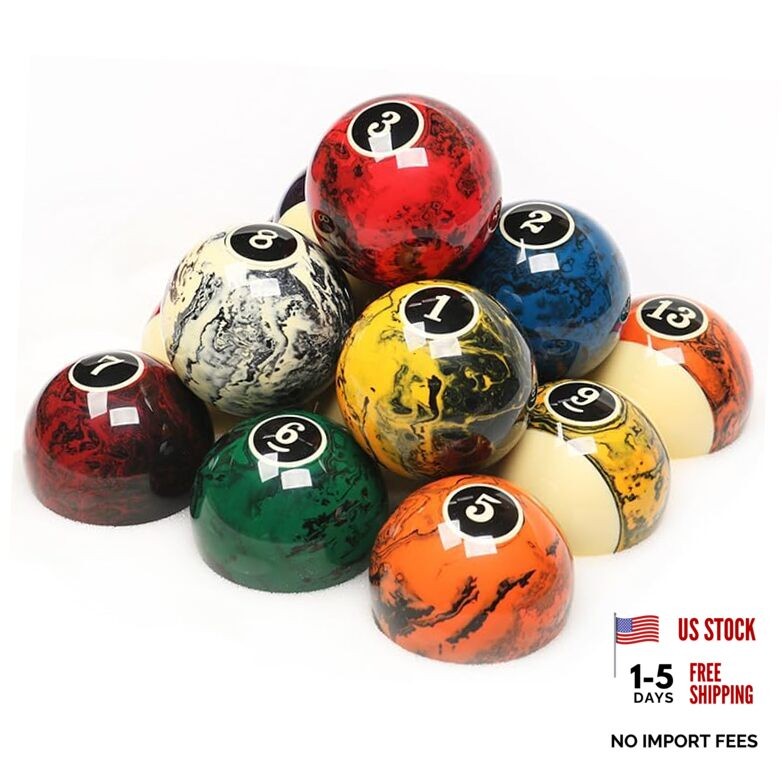 2-1/4" Premium Billiard Balls Set,Pool Ball,Marble-Swirl Style Marble Black