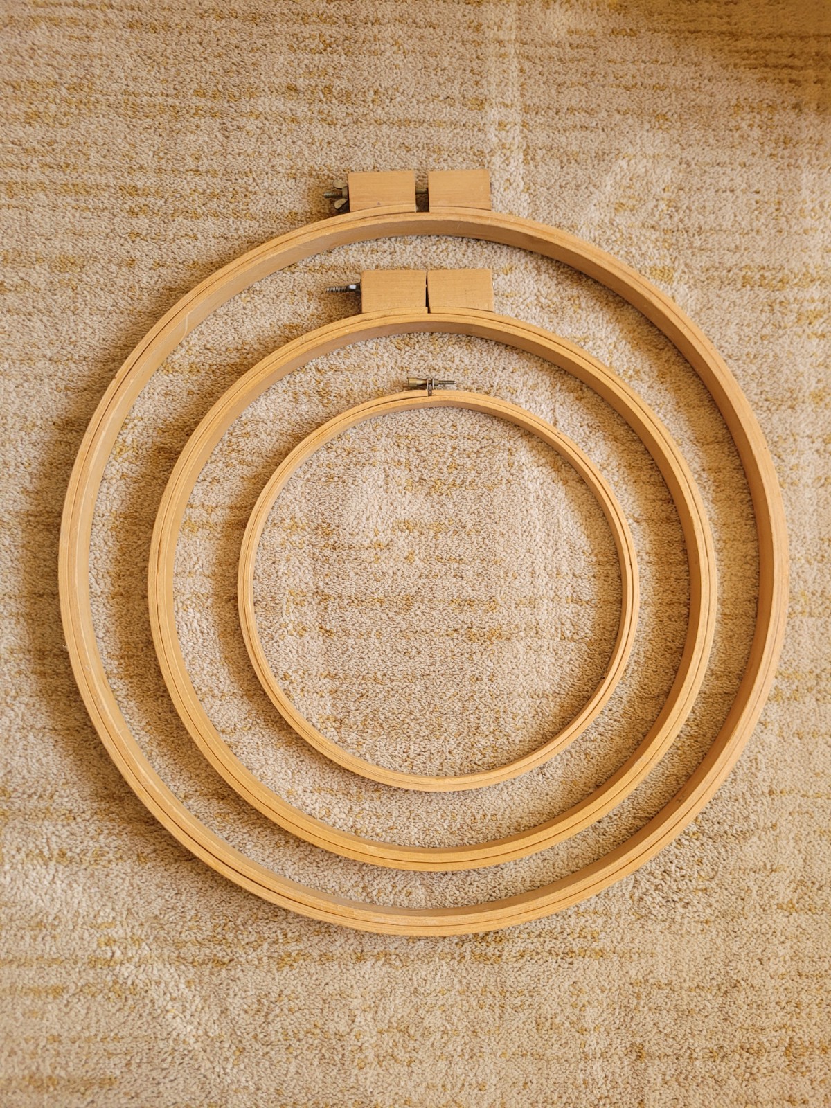 Vintage Embroidery, Cross Stich, Quilting HOOPS Set of 3.  18"/14"/10"