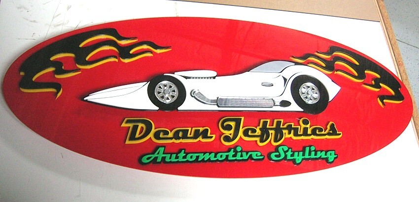 DEAN JEFFRIES CUSTOMS 3D SIGN CAR ART display  CHEVY  car  BARRIS imports club