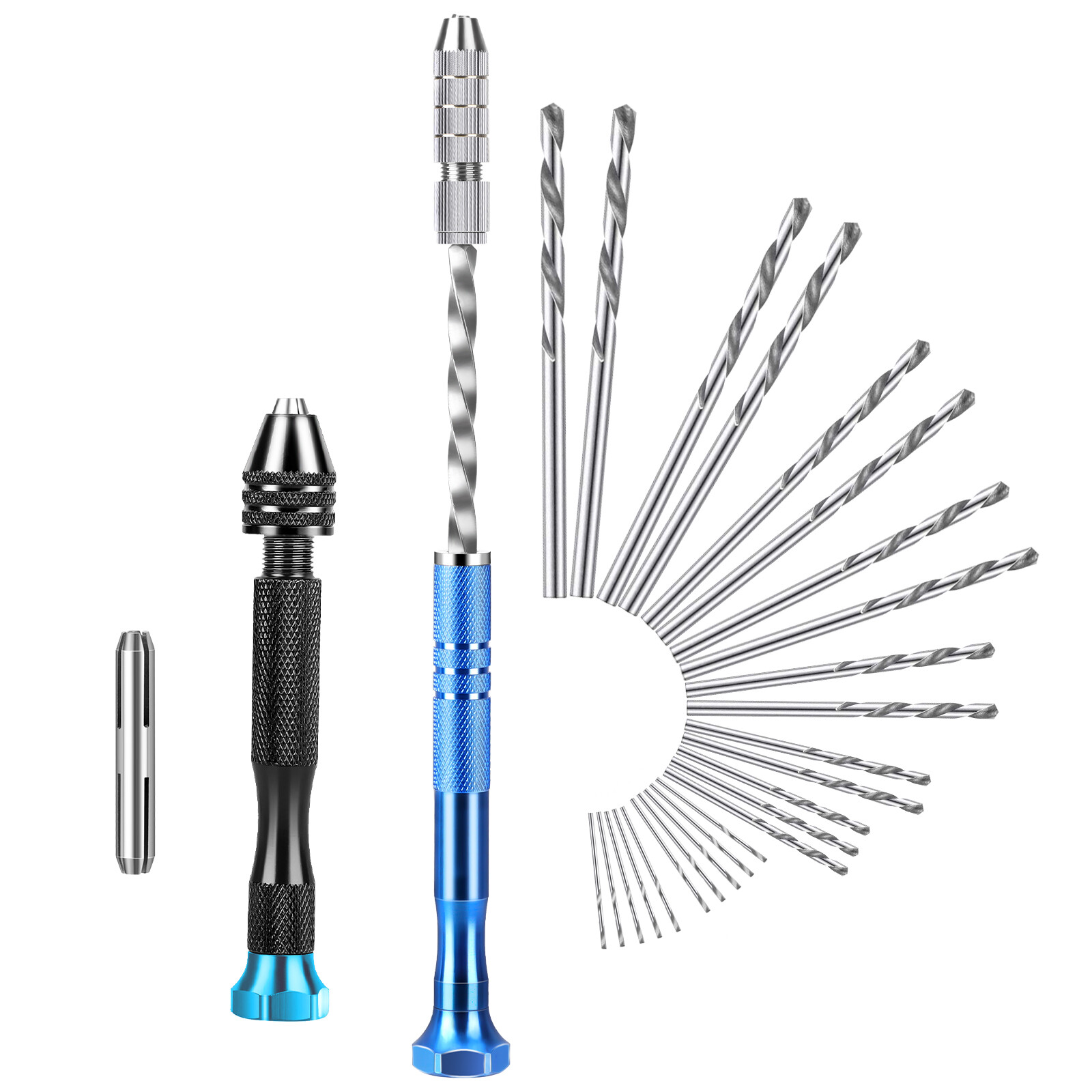 27 Pcs Pin Vise Hand Drills Rotary Tool Set 0.5-3mm Micro Twist Drill Bits