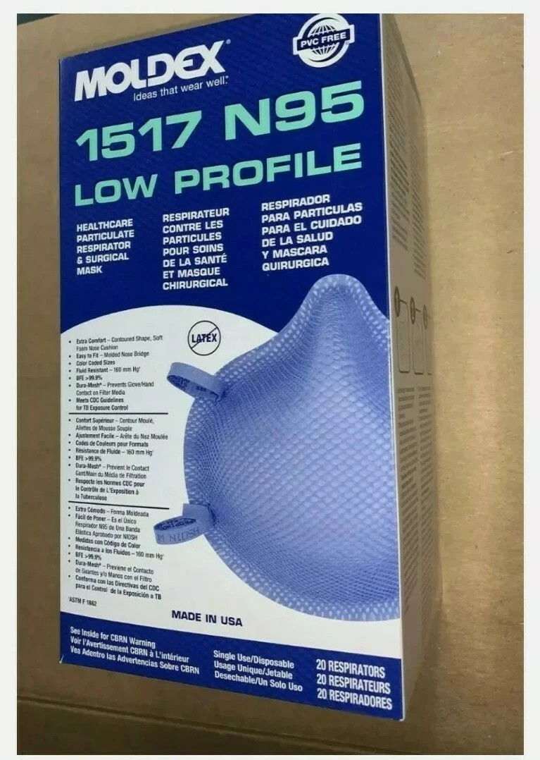 *2 Boxes* Moldex 1517 Low Profile 20/Bx Healthcare Face Covers USA Made