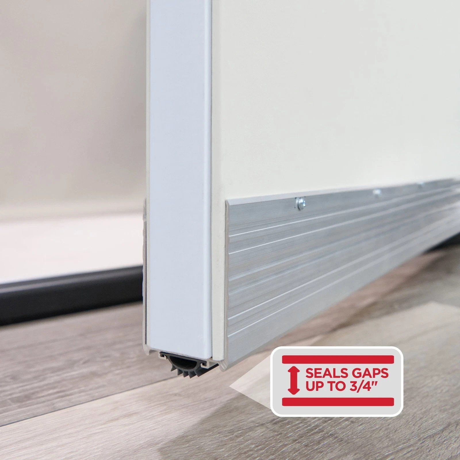 Aluminum U-Shape Under Door Seal with Kick Plate Draft Stopper 36 Inch Silver
