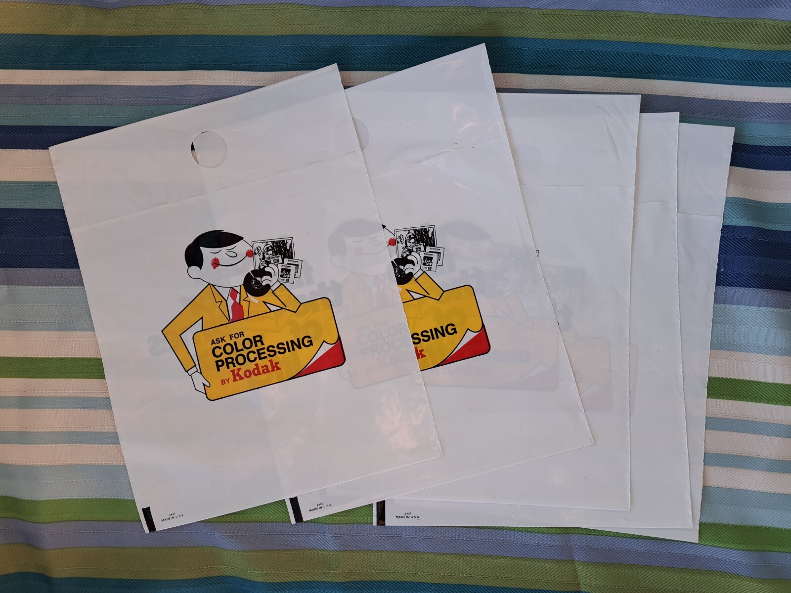Vintage Color Film Processing Plastic Tote Bag Movie Prop Lot Of 5