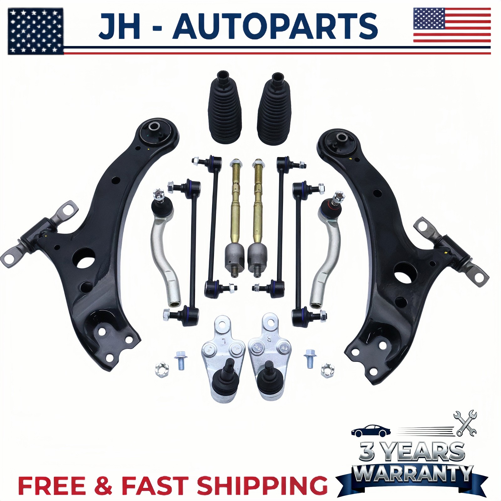 14x Front Lower Control Arm Ball Joint Tie Rod Sway Bar Fits 04-06 Toyota Camry