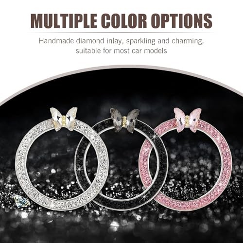 Bling Ignition Start Switch Decorative Ring, Inlaid Rhinestone 1 PC White