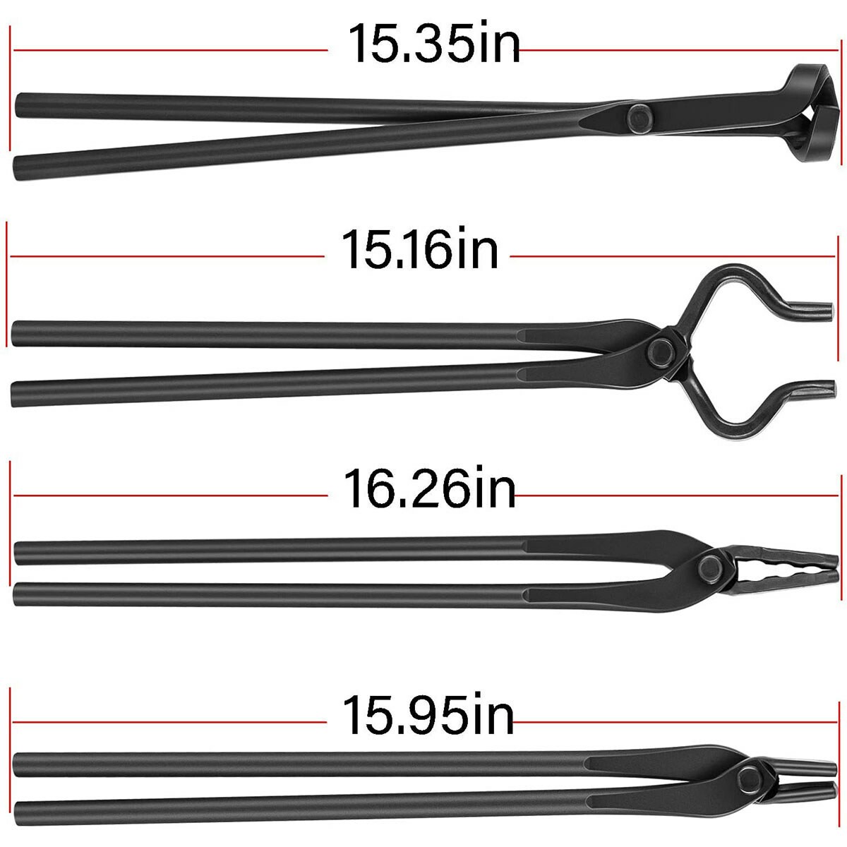 Knife Making Blacksmith Tongs Set 4pcs Forge Bladesmith Tools for Beginners