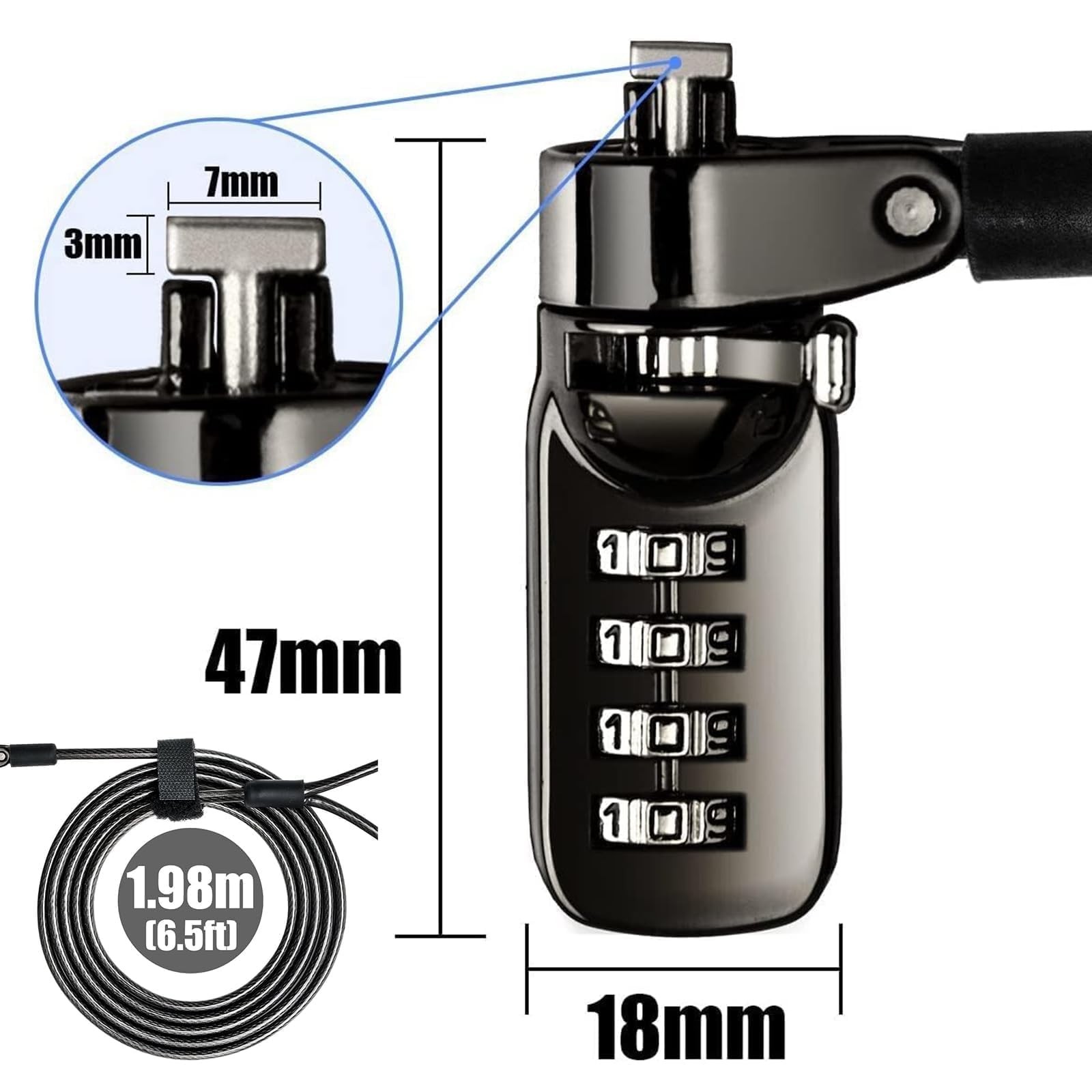 Laptop Cable Lock 4 Digital Combination Lock Security Computer Cable Lock Ant...