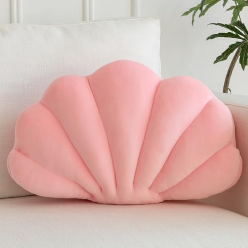 Shell Pillow, Shell Shaped Decorative Throw Pillows with Velet 18 Inches Pink