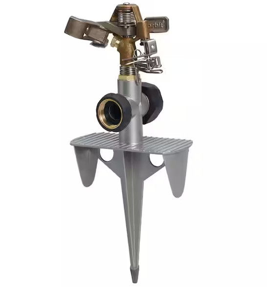 Orbit 56348 Heavy Duty Brass Impact Sprinkler Zinc Spike Adjustable Used