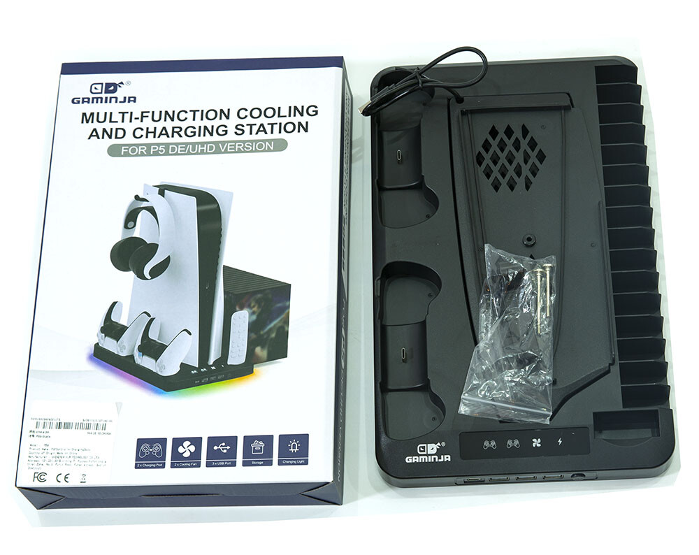 For PS5 Console Dual Controller Charger Charging Dock Station Cooling Fan