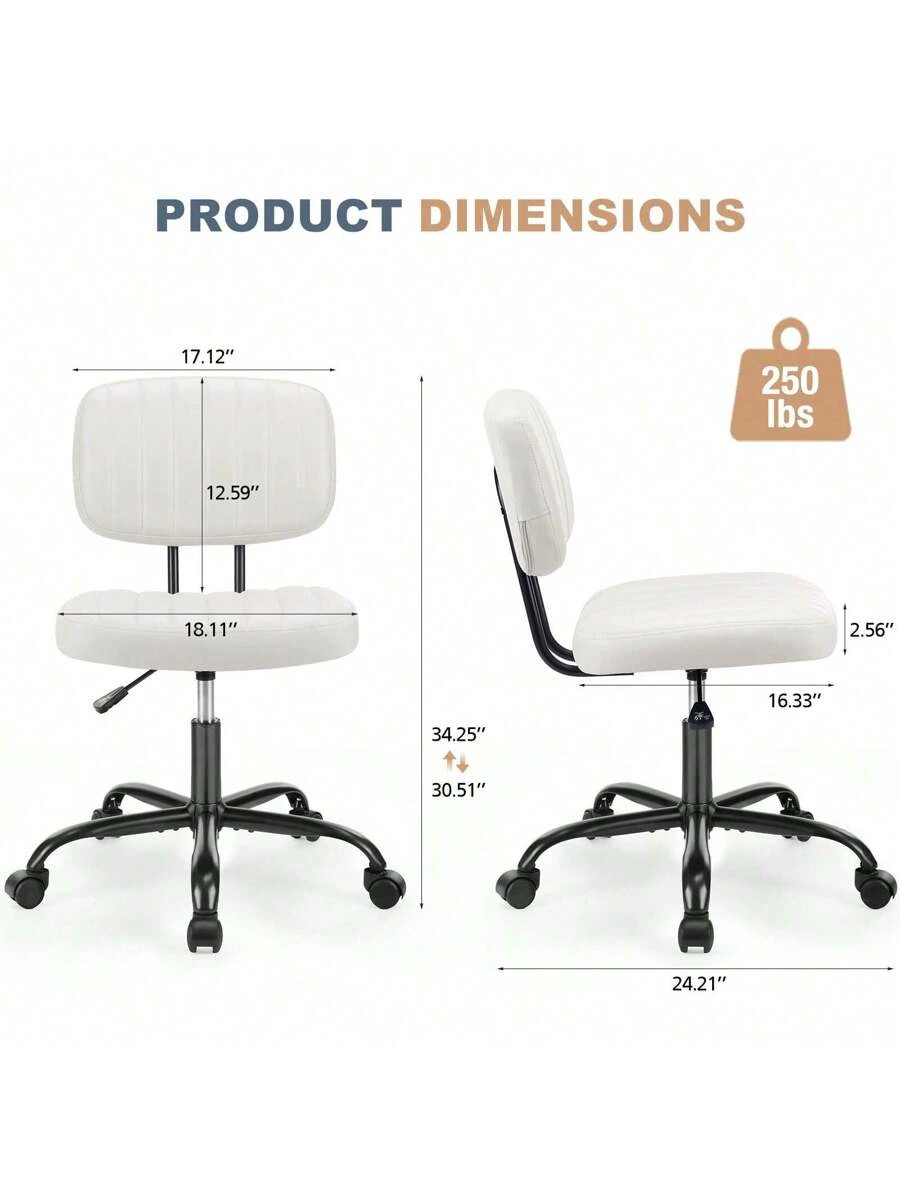 Armless Office Chair Adjustable Swivel Computer Mesh Desk Chair