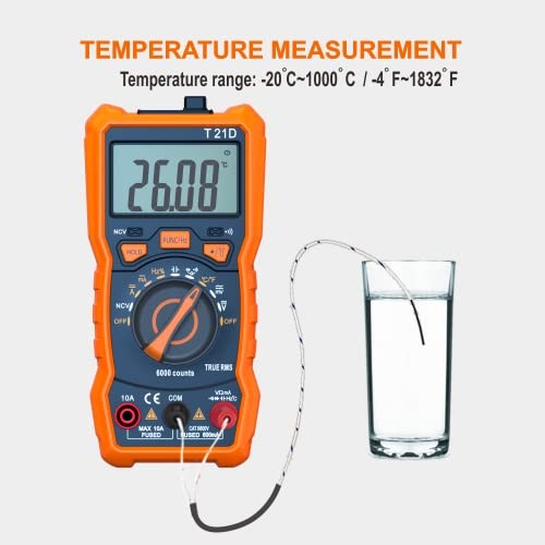 Auto-Ranging Digital Multimeter, TRMS 6000 Counts AC DC up to 600V/10A
