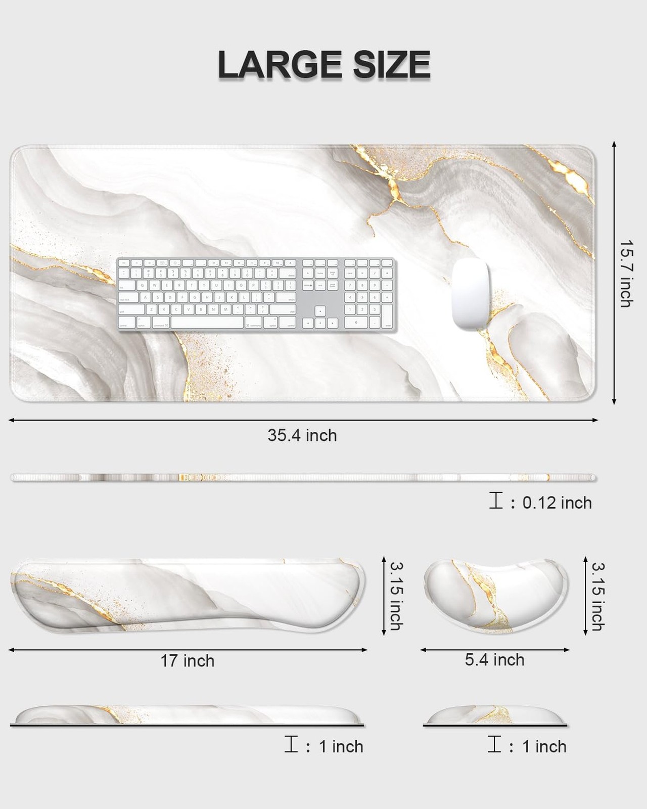 Auhoahsil Large Mouse Pad with Wrist Rests for Keyboard & Mouse, Thick Soft E...