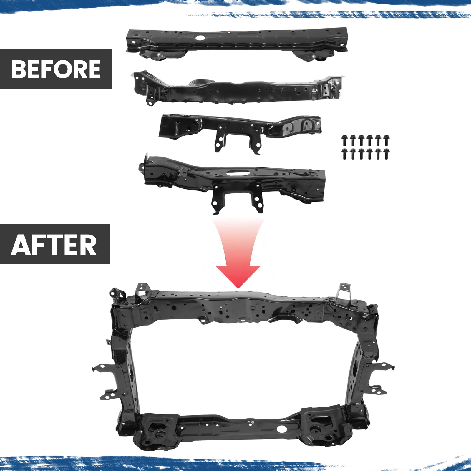 New Black Steel Front Radiator Support Assembly For Honda HR-V 2019-2022