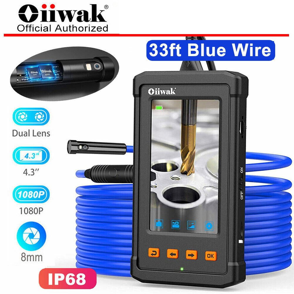 Dual Lens Industrial Endoscope Borescope 4.3" 8mm Inspection Snake Camera IP68