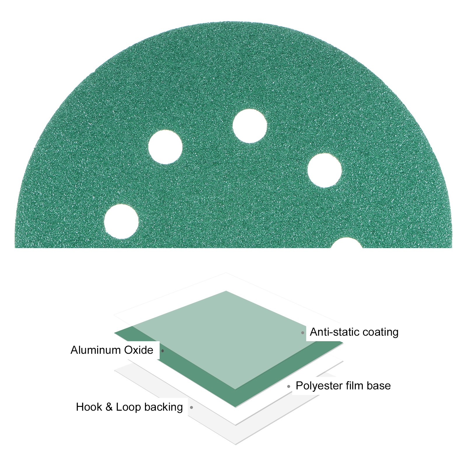 15pcs Sanding Discs 5 Inch 8-Hole 100 Grit Hook & Loop Discs