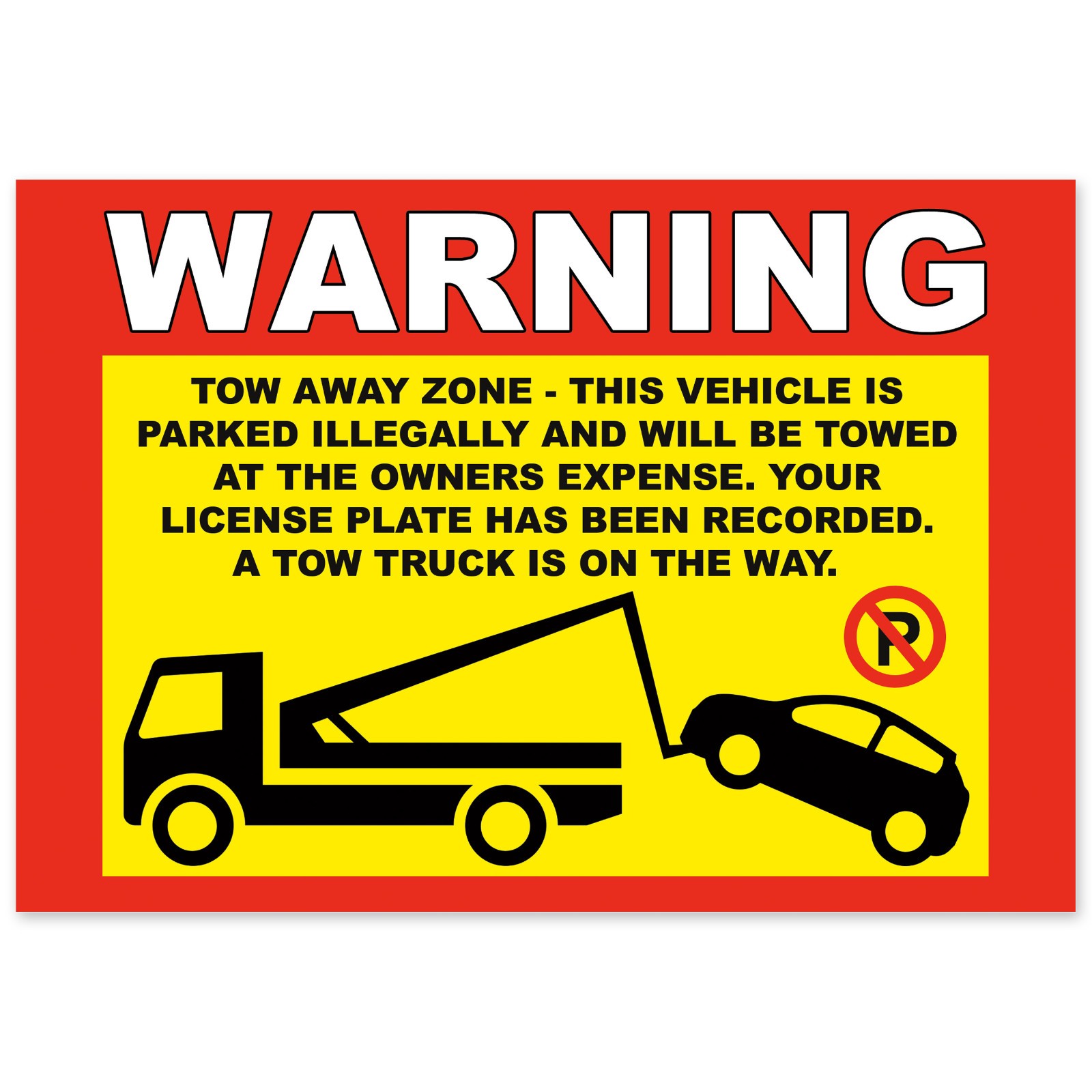 Prank Warning Tow Away Zone Parking Violation Cards 20 Pack