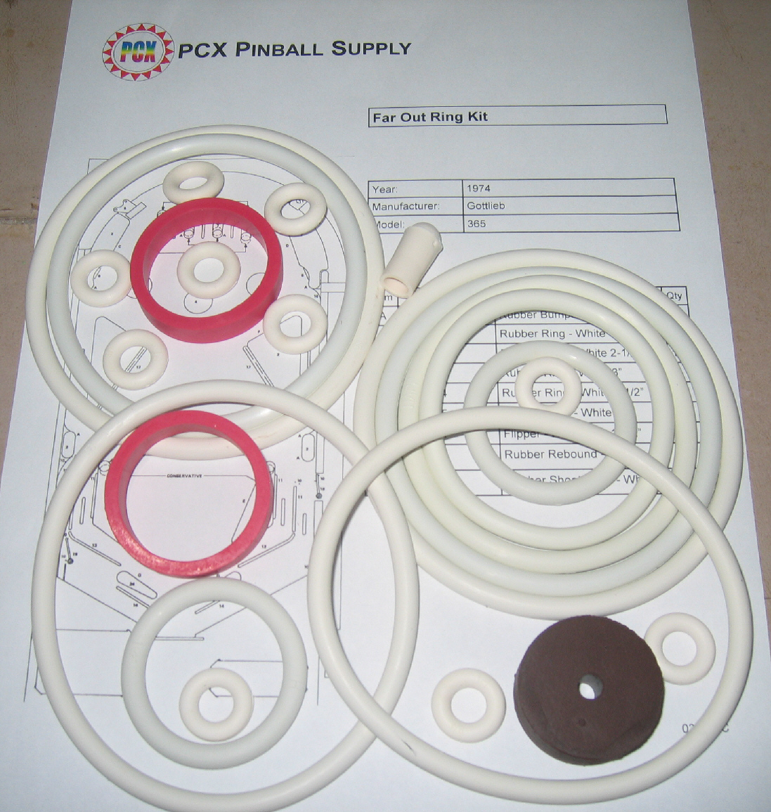 1974 Gottlieb Far Out Pinball Rubber Ring Kit