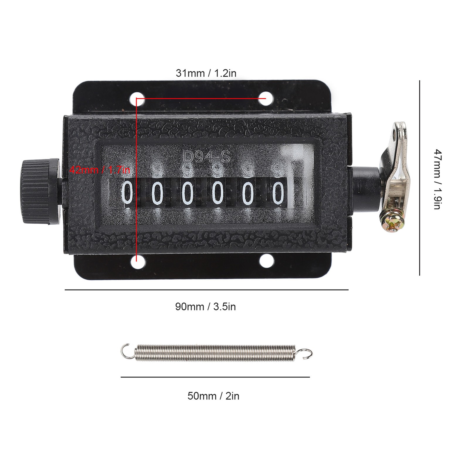 Mechanical Counter 6 Digit Hand Pull Stroke Tally Counter With Spring For