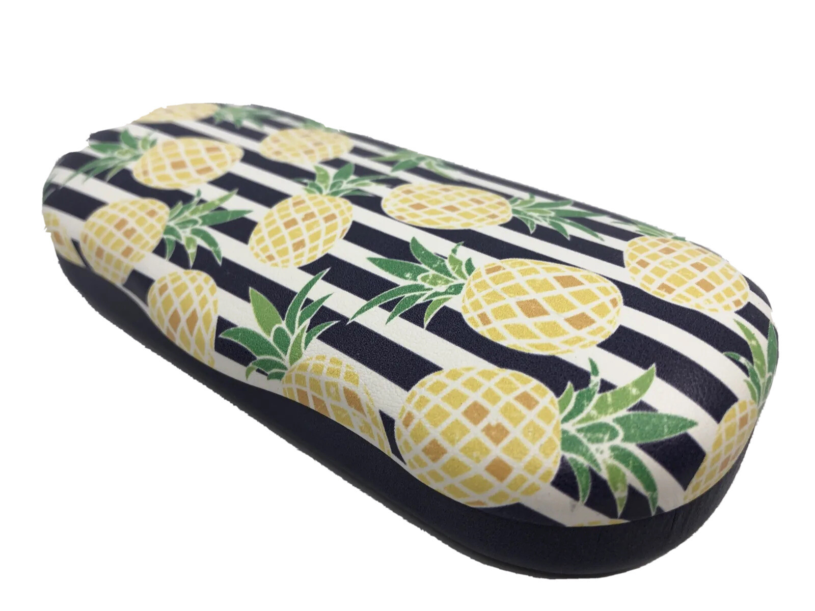 NEW Multicolored Striped Pineapple Adult Hard Metal  Clamshell Eyeglasses Case