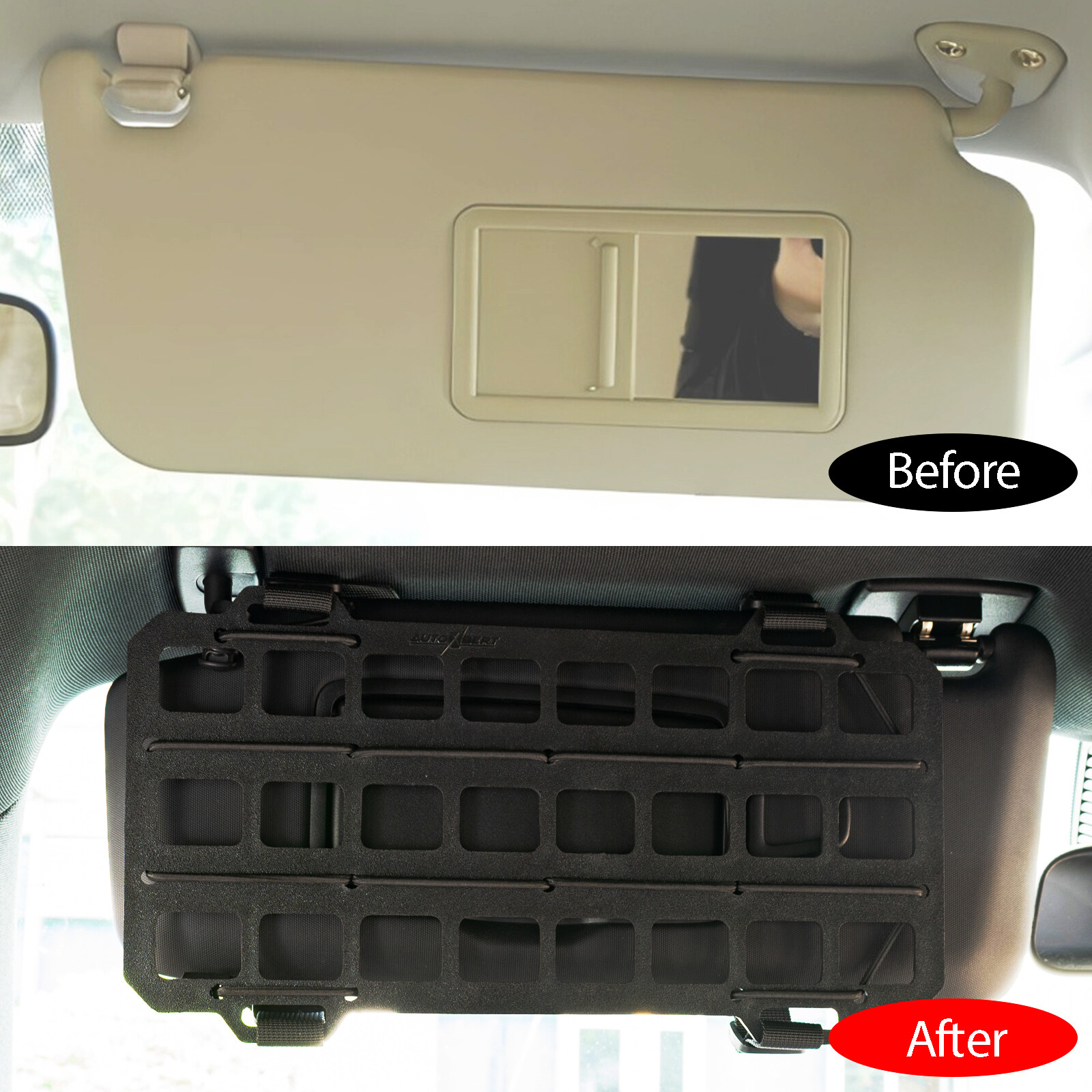 Car Vehicle Tactical Rigid Molle Panel Storage SunVisor Organizer Gear Holder