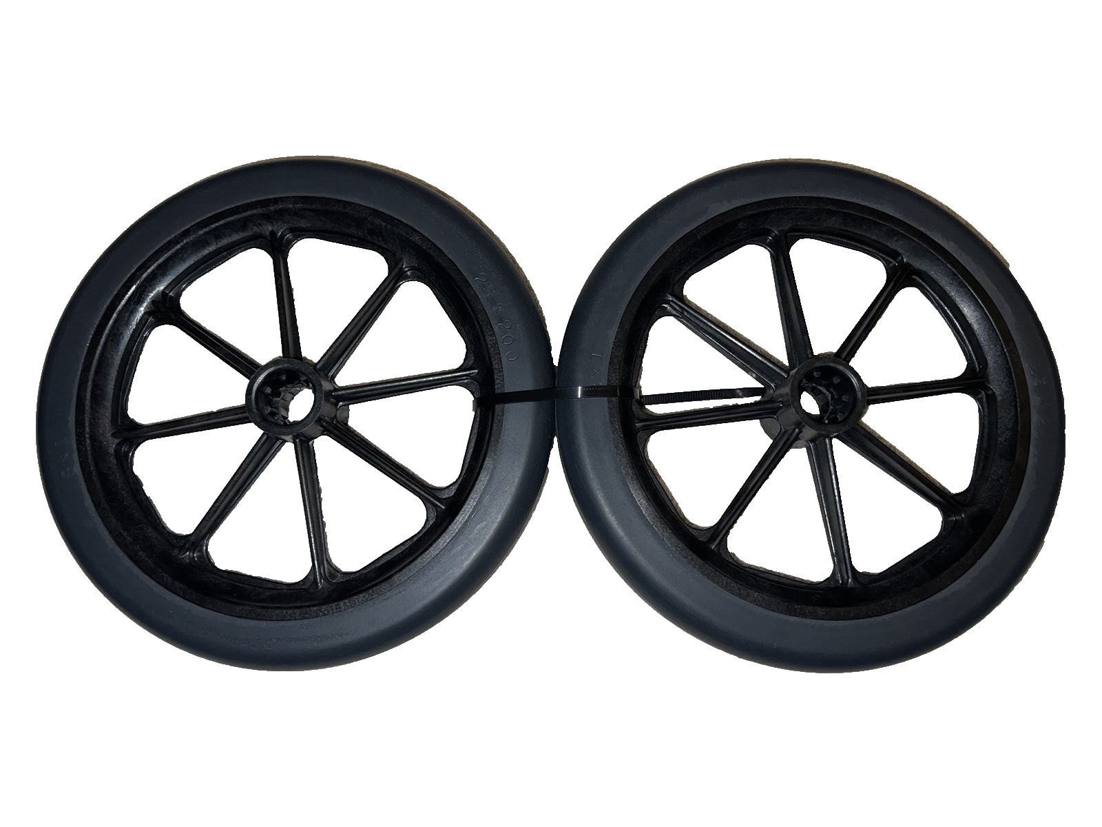 NEW PAIR Wheelchair Black Front Caster Wheel 8"x1", NO Bearing, 1-1/2" Hub