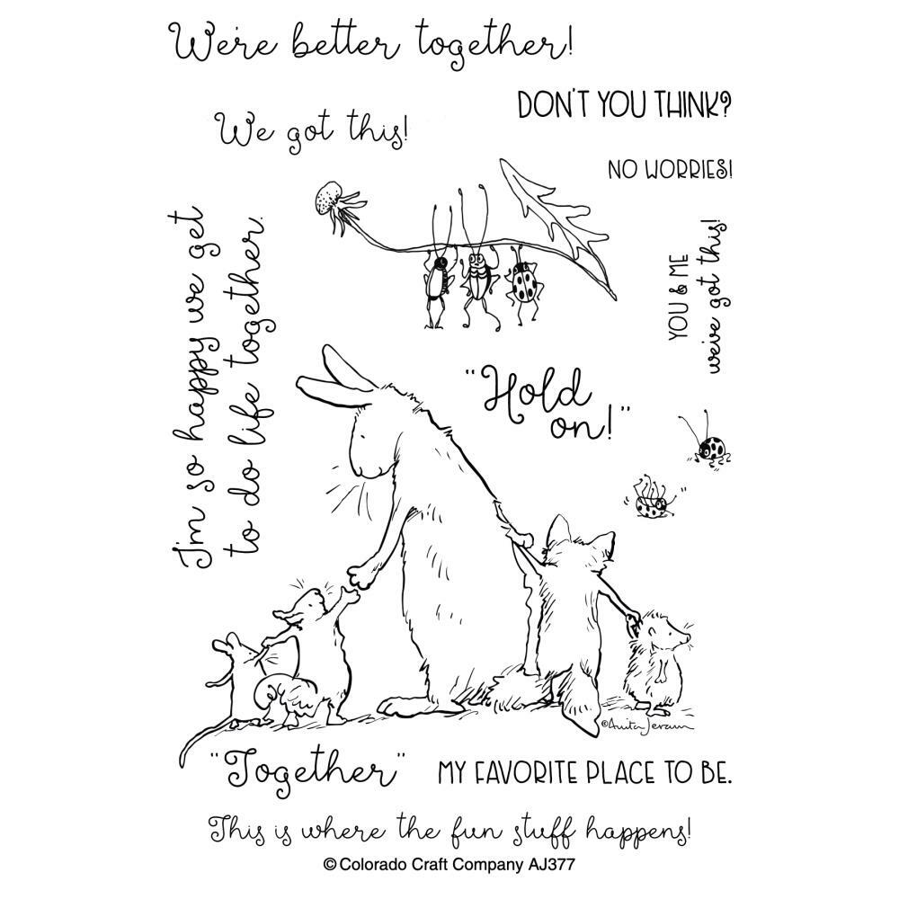Better Together Phrases CLEAR Rubber Stamps Set Colorado Craft Company AJ377 New