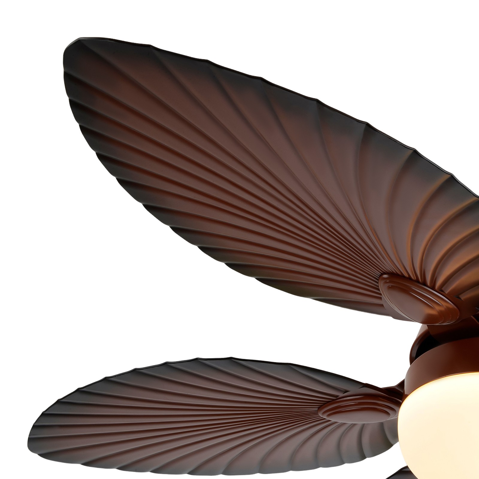 52 Inch Tropical Retractable Ceiling Fan Light 5 Palm Leaf Blades Remote Control